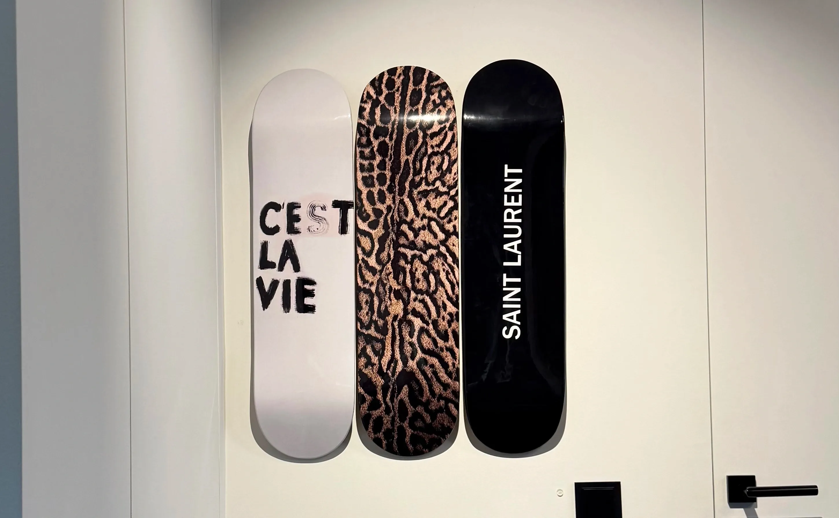 Decorative skateboard in a warm interior